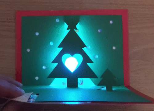 크리스마스 LED-멜로디 팝업카드(하트트리)